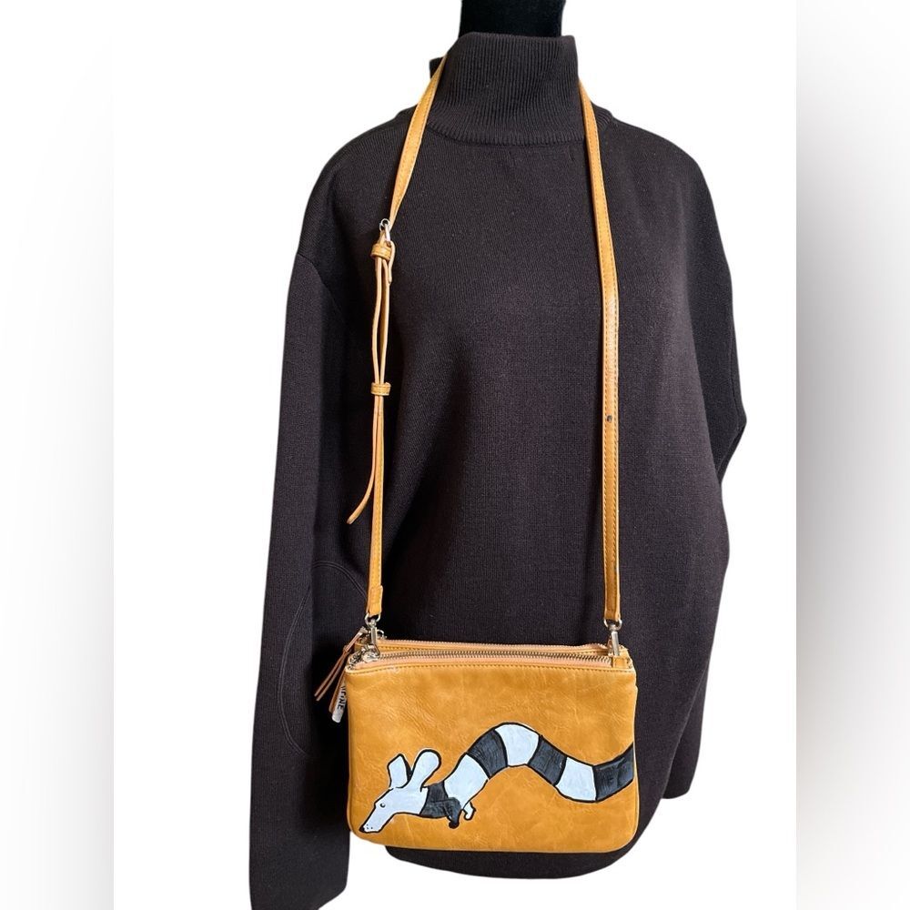 Handpainted Dachshund Vintage Purse Crossbody Bag One-of-a-kind Faux Leather
